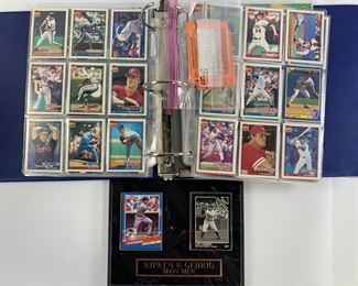 Vintage 1980-90s Dondruss, Fleer Ultra, Topps, Upper Deck and More Baseball Cards Binder and Framed Cal Ripken and Lou Gehrig Iron Men Baseball Cards
