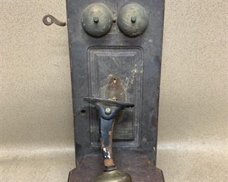 Antique Chicago Telephone Supply Company Wooden Wall Mount Telephone Box With Electrical Innarda
