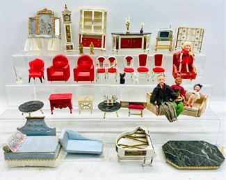 Vintage Hollywood Regency Style Doll House Furniture And Accessories
