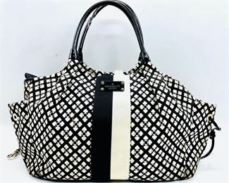 Kate Spade New York Black And White Large Satchel Handbag In Fair Preowned Condition
