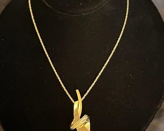 14kt Necklace and Gold Diamond Slide
