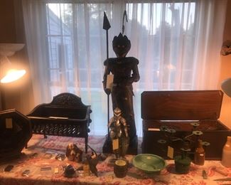 Items Located In The Living Room ~ Vintage Metal Shield Of Armor With Lighted Eyes