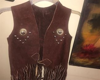 Items Located In The Living Room ~ Vintage Suede Southwestern Vest