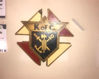 Items Located In The Living Room ~ Vintage K OF C Knights Of Columbus Wooden Sign