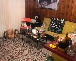 Items Located In The Sunroom ~ Vintage Woodard / Salterini Era Wrought Iron Patio Set With Cushions ~ Sofa Two Arms Chairs Two End Tables And Coffee Table