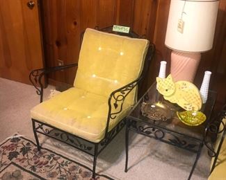 Items Located In The Sunroom ~ Vintage Woodard / Salterini Era Wrought Iron Patio Set With Cushions ~ Sofa Two Arms Chairs Two End Tables And Coffee Table