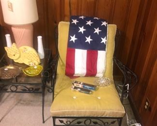 Items Located In The Sunroom ~ Vintage Woodard / Salterini Era Wrought Iron Patio Set With Cushions ~ Sofa Two Arms Chairs Two End Tables And Coffee Table