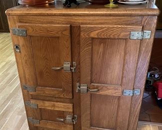 This vintage ice box is in great condition.