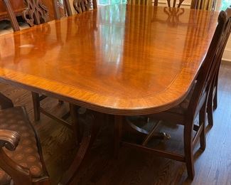 Mahogany banded Dinining room set with 8 chairs 
