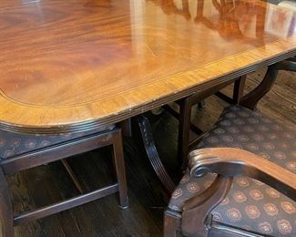 Mahogany banded Dinining room set with 8 chairs