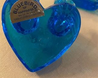 Blue bird of Happiness collectible blue glass