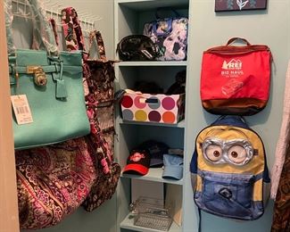 Purses, back pack, hats & misc