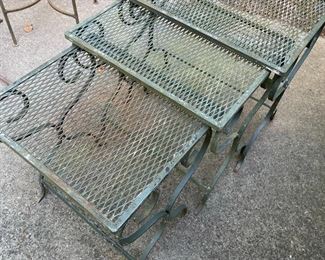 3 metal side tables 