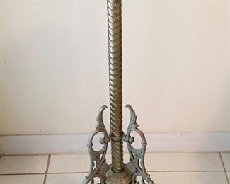 Antique Bradley & Hubbard ornate cast iron and brass plant stand, signed and numbered, c1890.