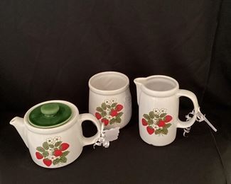 McCoy Strawberry Fields tea pot, cream & sugar