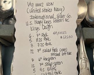 Vintage WWII U. S. Navy International Silver Co. King's Design flatware
