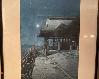 PAIR OF OLD JAPANESE PRINTS BY HASUI KAWASE(1883-1957)  1933 "GATE OF KENCHOJI TEMPLE KAMAKURA"