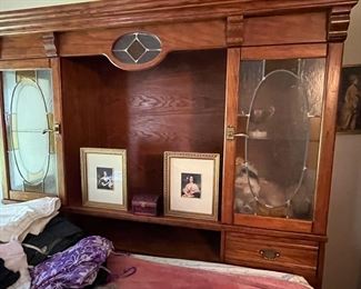 Oak Headboard with Drawers