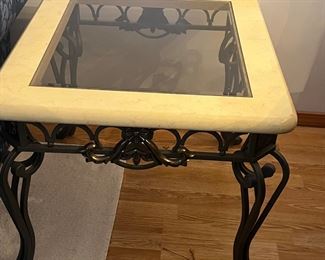 Metal and Glass Top Table