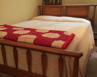 Mid-Century Modern double bed in Distinctive Sabine Pecan by Unique. 