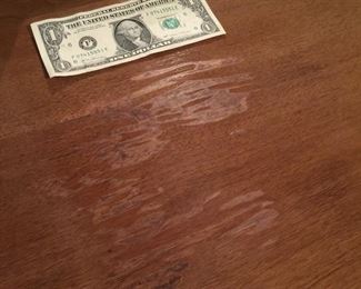 A closer look at a flaw in the top of the dresser by Drexel. 