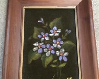 Violets by JW, frame about 7.5x9.5 inches. 