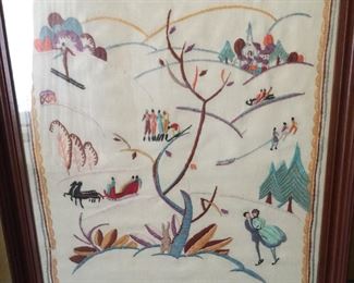 Embroidery of Winter Scene. 