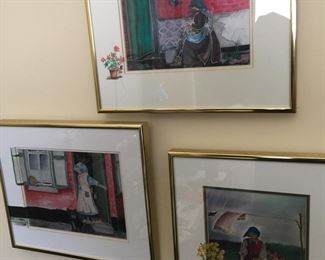 The Grandma Series by Anita Cole-Brunger. 
Top: Grandma Peeling Potatoes
Left: Grandma Waiting for the Bread
Right: Grandma’s Flower Garden