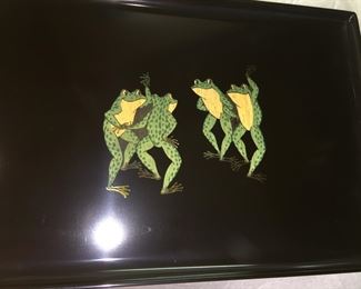 Frogs get funky on this vintage tray by Couroc of Monterey, Calif. 