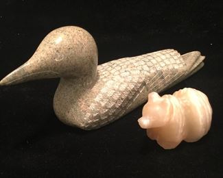 A carved soapstone loon and bear lend an organic touch. 