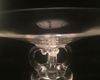 A graceful yet heavy pedestal plate by Steuben Glass. 