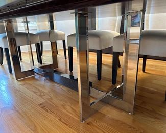 City Dining Table by Hurtado. 47" wide x 104" long (pictured with one leaf, one additional leaf included) stainless steel base