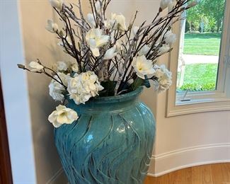 large blue vase 34" tall (flowers are sold but vase still available)