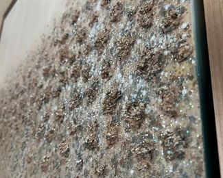 Two complimenting abstract textured art  34" square.