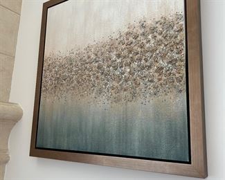 Two complimenting abstract textured art  34" square.