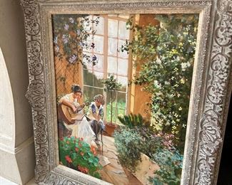 Oil on board original painting “The Orangery” by English artist John Haskins with a  Frinton  frame, 27"x 32"