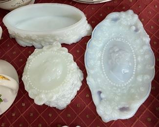 Old Opalescent Milk Glass Pieces