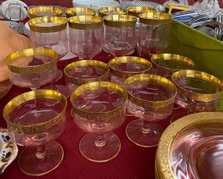 Tiffin Valencia Franciscan Pink Stemware and Plates