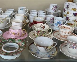 Assorted Porcelain Teacups and Demitasse Teacups