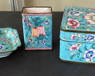 Enameled Cigarette Set
