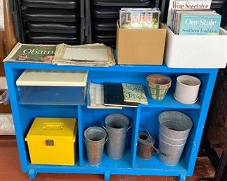 Assorted Garden Items and Shelving Unit