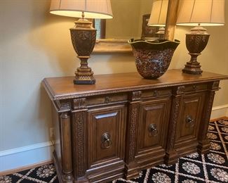 This piece is William & Wesley large buffet/entry piece.   This piece retails for $6,500.   Selling for $1,000