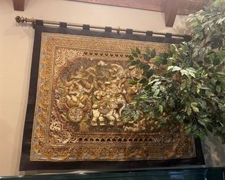 Very large India Elephant wall hanging with custom rod