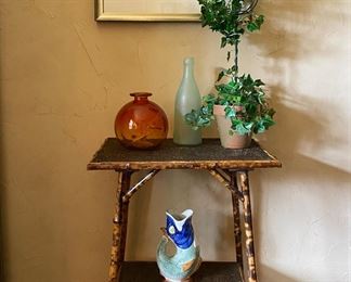 Antique Victorian rattan bamboo side table