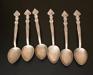 Set of six coin silver demitasse spoons 