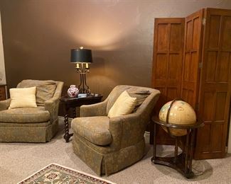 Upholstered swivel club chairs by Sherrill 