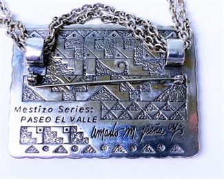 Amado M. Peña Jr. "Mestizo Series" Paseo El Valle Sterling Silver Converter Necklace & Pin