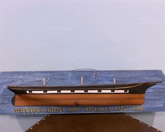 Early 20th century half hull model of  mid 19th century sailing ship.   This was purchased several decades ago in Maine.  