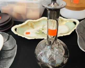 Silver and glass decanter 