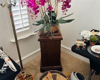 Indian baskets 
Silk orchid arrangement 